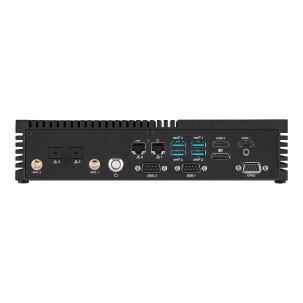 Box PC Industrial Portwell PE2000U-I512BW11PTD com Intel Core i5-1245UE, 8GB DDR5, SSD 256GB, Dual LAN, portas COM, HDMI, DisplayPort e Windows 11 para automação industrial.