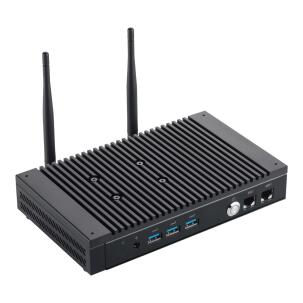 Box PC Industrial Fanless PL64I3-GT com Intel Core i3-1215U, 8GB RAM, SSD 256GB, Dual LAN, Dual COM, HDMI, USB e Wi-Fi para automação industrial.