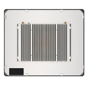 Painel PC Industrial Fanless PULSE 150, código PULSE-22150C-1135G7A, com tela 15”, touch capacitivo, proteção frontal IP65, traseira IP20, Intel Core i5-1135G7, 8GB RAM, SSD 120GB, 2 COM, 4 USB e 3 RJ45.
