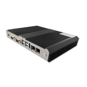 Box PC Industrial Fanless SEE-CS86-1051B com Intel Core i7-10510U, 8GB DDR4, SSD 240GB, Dual LAN, portas COM e USB para automação industrial.