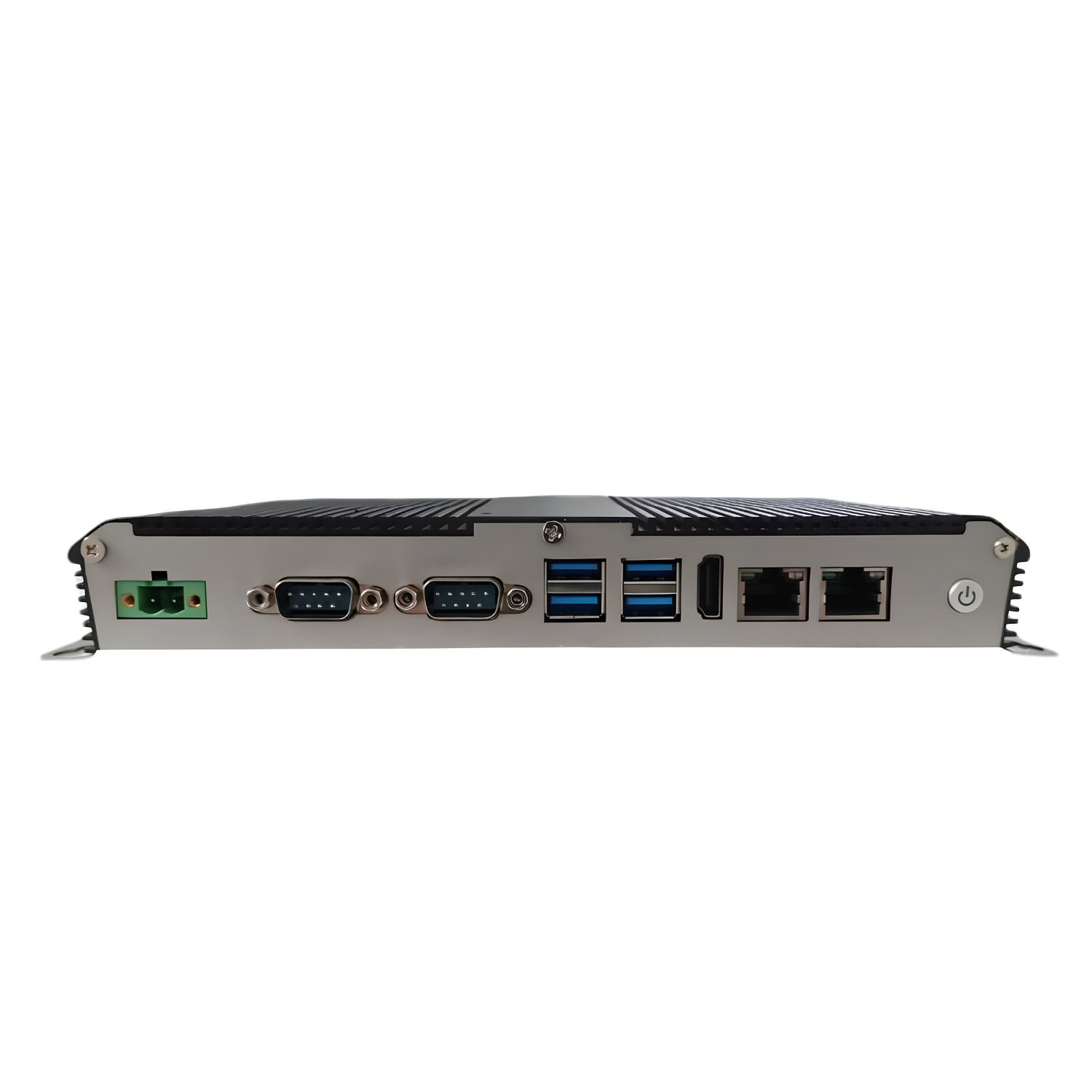 Box PC Industrial Fanless SEE-CS86-1051B com Intel Core i7-10510U, 8GB DDR4, SSD 240GB, Dual LAN, portas COM e USB para automação industrial.